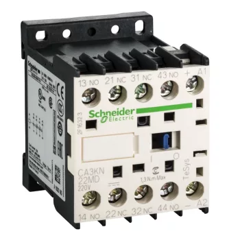   Schneider Electric CA3KN22MD, Segédkontaktor 10A, 220V DC vezerlés, 2 Záró + 2 Nyitó érintkező, csavaros csatlakozás (Segédkapcsoló CA3KN22MD)
