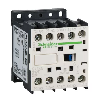   Schneider Electric CA3KN31MD, Segédkontaktor 10A, 220V DC vezerlés, 3 Záró + 1 Nyitó érintkező, csavaros csatlakozás (Segédkapcsoló CA3KN31MD)