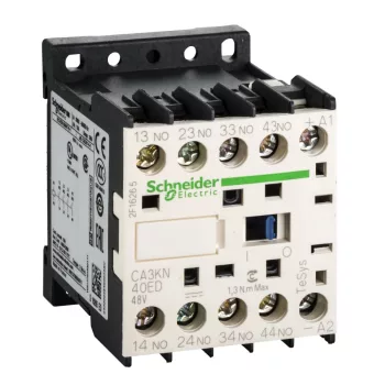   Schneider Electric CA3KN40ED, Segédkontaktor 10A, 48V DC vezerlés, 4 Záró érintkező, csavaros csatlakozás (Segédkapcsoló CA3KN40ED)