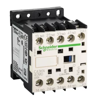   Schneider Electric CA3KN40MD, Segédkontaktor 10A, 220V DC vezerlés, 4 Záró érintkező, csavaros csatlakozás (Segédkapcsoló CA3KN40MD)