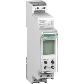   Schneider Electric, CCT15838, Digitális heti kapcsolóóra, 1 csatorna 16A, 42 kapcsolási művelet, 3 év menet-tartalék, Acti9 IHP + 1c 18mm (Schneider CCT15838)