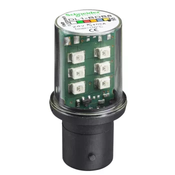 Schneider DL1BDB8 LED BA15D foglalatban 24VAC/DC, sárga