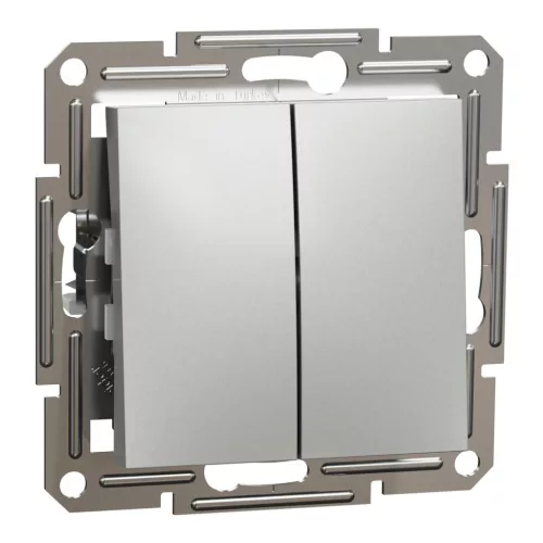 Schneider Electric Asfora EPH0600161 dupla váltóérintkezős kapcsoló (106+6), aluminium burkolattal. keret nélkül, süllyesztett 10A 250V ( EPH0600161 ).