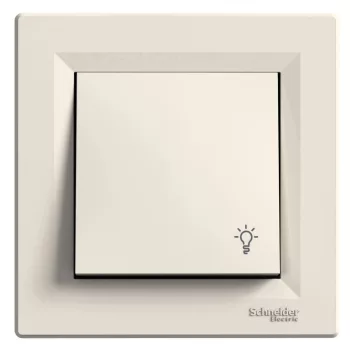   Schneider Electric Asfora EPH0900123 egypólusú nyomó (N101), bézs burkolattal, kerettel, süllyesztett, lámpajellel 10A 250V ( EPH0900123 ).