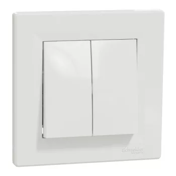   Schneider Electric Asfora EPH1100121 Kettős nyomó, fehér burkolattal, kerettel, süllyesztett 10A 250V ( EPH1100121 ).