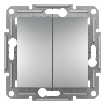   Schneider Electric Asfora EPH1100161 Kettős nyomó, aluminium burkolattal. keret nélkül, süllyesztett 10A 250V ( EPH1100161 ).