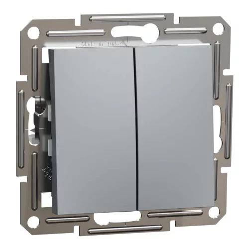Schneider Electric Asfora EPH1100162 Kettős nyomó, acél burkolattal. keret nélkül, süllyesztett 10A 250V ( EPH1100162 ).