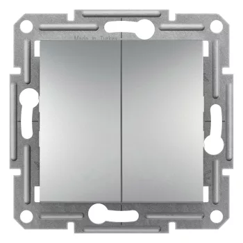   Schneider Electric Asfora EPH1100361 Kettős nyomó, aluminium burkolattal. keret nélkül, süllyesztett 10A 250V ( EPH1100361 ).