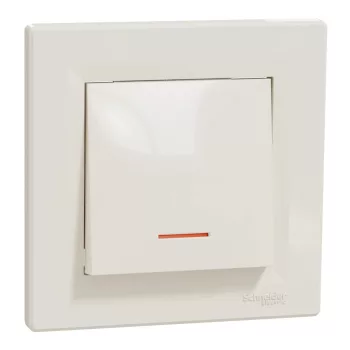   Schneider Electric Asfora EPH1400123 egypólusú kapcsoló (101), bézs burkolattal, kerettel, süllyesztett, piros jelzőfénnyel 10A 250V ( EPH1400123 ).