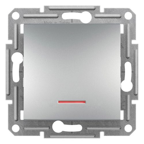 Schneider Electric Asfora EPH1400161 egypólusú kapcsoló (101), aluminium burkolattal. keret nélkül, süllyesztett, piros jelzőfénnyel 10A 250V ( EPH1400161 ).