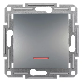   Schneider Electric Asfora EPH1400362 egypólusú kapcsoló (101), acél burkolattal. keret nélkül, süllyesztett, piros jelzőfénnyel 10A 250V ( EPH1400362 ).