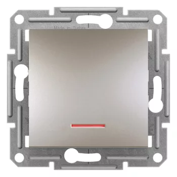  Schneider Electric Asfora EPH1400369 egypólusú kapcsoló (101), bronz burkolattal. keret nélkül, süllyesztett, piros jelzőfénnyel 10A 250V ( EPH1400369 ).
