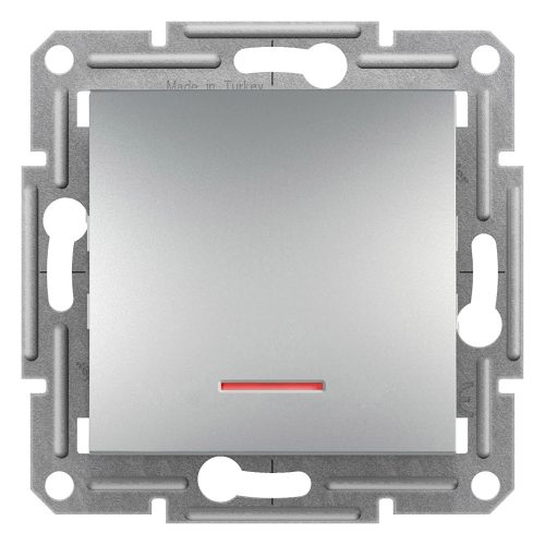 Schneider Electric Asfora EPH1500161 váltókapcsoló (106), aluminium burkolattal. keret nélkül, süllyesztettszimbólummal, piros jelzőfénnyel 10A 250V ( EPH1500161 ).
