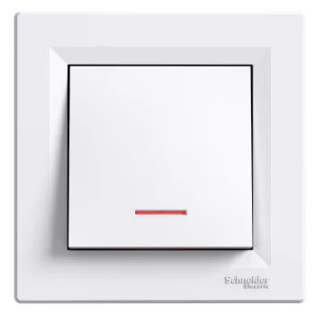   Schneider Electric Asfora EPH1500321 váltókapcsoló (106), fehér burkolattal, kerettel, süllyesztett, piros jelzőfénnyel 10A 250V ( EPH1500321 ).