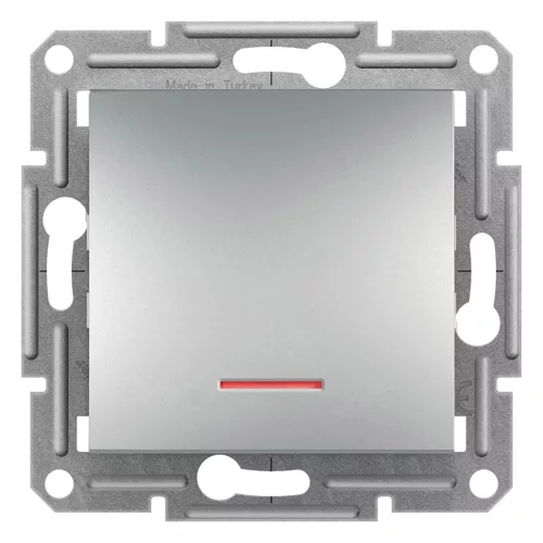 Schneider Electric Asfora EPH1600161 egypólusú nyomó (N101), aluminium burkolattal. keret nélkül, süllyesztett, piros jelzőfénnyel 10A 250V ( EPH1600161 ).
