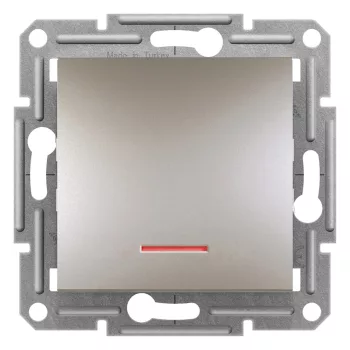   Schneider Electric Asfora EPH1600369 egypólusú nyomó (N101), bronz burkolattal. keret nélkül, süllyesztett, piros jelzőfénnyel 10A 250V ( EPH1600369 ).
