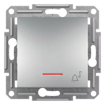   Schneider Electric Asfora EPH1700161 egypólusú nyomó (N101), aluminium burkolattal. keret nélkül, süllyesztett, csengőjellel, piros jelzőfénnyel 10A 250V ( EPH1700161 ).