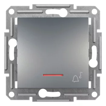   Schneider Electric Asfora EPH1700162 egypólusú nyomó (N101), acél burkolattal. keret nélkül, süllyesztett, csengőjellel, piros jelzőfénnyel 10A 250V ( EPH1700162 ).
