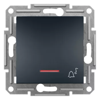   Schneider Electric Asfora EPH1700171 egypólusú nyomó (N101), antracit burkolattal. keret nélkül, süllyesztett, csengőjellel, piros jelzőfénnyel 10A 250V ( EPH1700171 ).