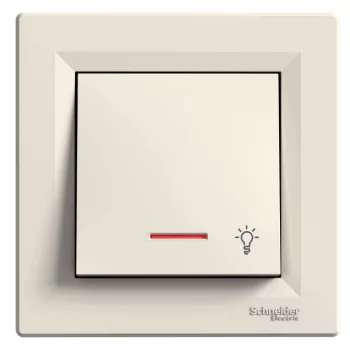   Schneider Electric Asfora EPH1800123 egypólusú nyomó (N101), bézs burkolattal, kerettel, süllyesztett, lámpajellel, piros jelzőfénnyel 10A 250V ( EPH1800123 ).