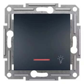   Schneider Electric Asfora EPH1800171 egypólusú nyomó (N101), antracit burkolattal. keret nélkül, süllyesztett, lámpajellel, piros jelzőfénnyel 10A 250V ( EPH1800171 ).