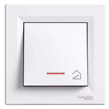   Schneider Electric Asfora EPH1900321 egypólusú nyomó (N101), fehér burkolattal, kerettel, süllyesztett, lépcsőjellel, piros jelzőfénnyel 10A 250V ( EPH1900321 ).