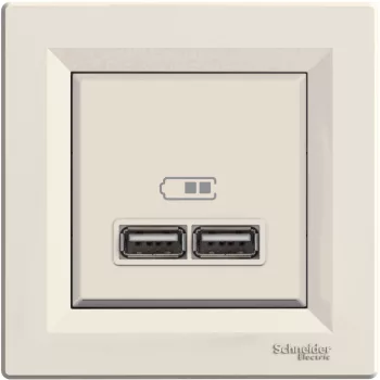   Schneider Electric Asfora EPH2700223 USB dupla töltő (2,1A) bézs burkolattal, kerettel, süllyesztett ( EPH2700223 ).