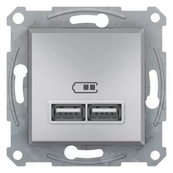   Schneider Electric Asfora EPH2700261 USB dupla töltő (2,1A) aluminium burkolattal. keret nélkül, süllyesztett ( EPH2700261 ).
