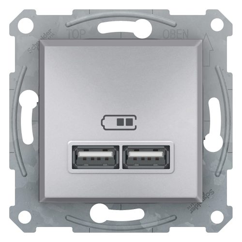 Schneider Electric Asfora EPH2700261 USB dupla töltő (2,1A) aluminium burkolattal. keret nélkül, süllyesztett ( EPH2700261 ).