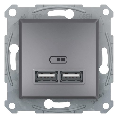 Schneider Electric Asfora EPH2700262 USB dupla töltő (2,1A) acél burkolattal. keret nélkül, süllyesztett ( EPH2700262 ).