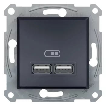   Schneider Electric Asfora EPH2700271 USB dupla töltő (2,1A) antracit burkolattal. keret nélkül, süllyesztett ( EPH2700271 ).