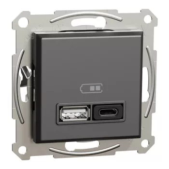   Schneider Electric Asfora EPH2700471 Dupla USB gyorstöltő, A+C, 45W, antracit burkolattal, keret nélkül, süllyesztett ( EPH2700471 )