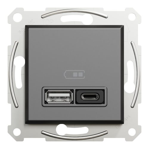 Schneider Electric Asfora EPH2700471 Dupla USB gyorstöltő, A+C, 45W, antracit burkolattal, keret nélkül, süllyesztett ( EPH2700471 )