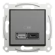 Schneider Asfora EPH2700471 USB töltő antracit