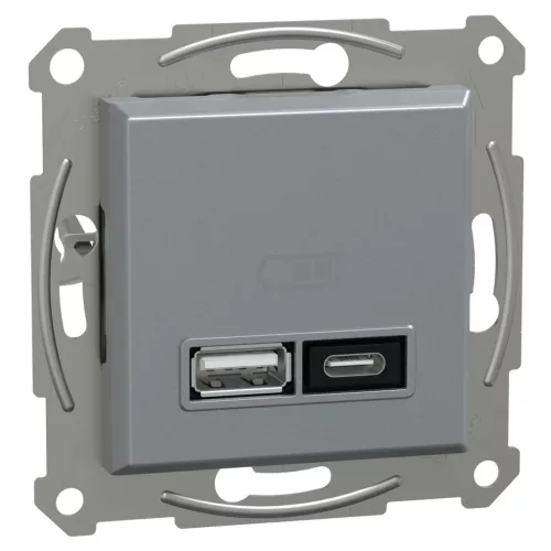Schneider Asfora EPH2700562 USB töltő acél