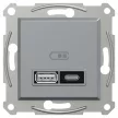 Schneider Asfora EPH2700562 USB töltő acél