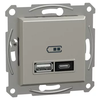   Schneider Electric Asfora EPH2700569 USB dupla töltő (3 A - 21 W), A+C típusú csatlakozókkal, bronz burkolattal, keret nélkül, süllyesztett