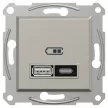 Schneider Electric Asfora EPH2700569 USB dupla töltő (3 A - 21 W), A+C típusú csatlakozókkal, bronz burkolattal, keret nélkül, süllyesztett