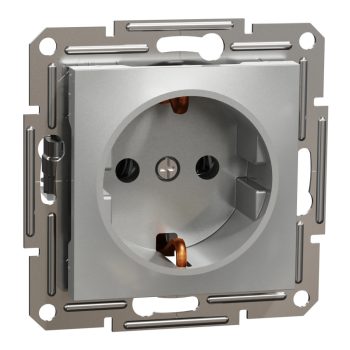   Schneider Electric Asfora EPH2900161 földelt csatlakozóaljzat (dugalj), 2P+F, aluminium burkolattal. keret nélkül, süllyesztett, 16A 250V ( EPH2900161 ).