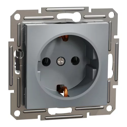 Schneider Electric Asfora EPH2900162 földelt csatlakozóaljzat (dugalj), 2P+F, acél burkolattal. keret nélkül, süllyesztett, 16A 250V ( EPH2900162 ).