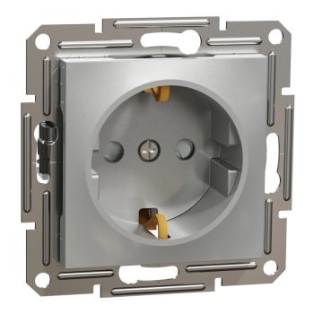  Schneider Electric Asfora EPH2900261 földelt csatlakozóaljzat (dugalj), gyermekvédelemmel, 2P+F, aluminium burkolattal. keret nélkül, süllyesztett, 16A 250V ( EPH2900261 ).