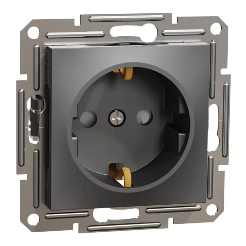 Schneider Electric Asfora EPH2900271 földelt csatlakozóaljzat (dugalj), gyermekvédelemmel, 2P+F, antracit burkolattal. keret nélkül, süllyesztett, 16A 250V ( EPH2900271 ).