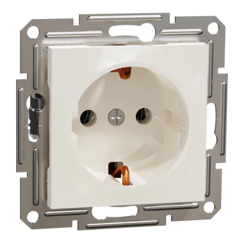 Schneider Electric Asfora EPH2970123 földelt csatlakozóaljzat (dugalj), 2P+F, bézs burkolattal, keret nélkül, süllyesztett, 16A 250V ( EPH2970123 ).