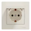 Schneider Electric Asfora EPH3100123 földelt csatlakozóaljzat (dugalj), csapófedéllel, 2P+F, bézs burkolattal, kerettel, süllyesztett, 16A 250V ( EPH3100123 ).
