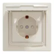 Schneider Electric Asfora EPH3100323 vízmentes földelt csatlakozóaljzat (dugalj), gyermekvédelemmel, csapófedéllel, 2P+F, bézs burkolattal, kerettel, IP44, süllyesztett, 16A 250V ( EPH3100323 ).
