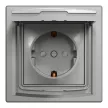 Schneider Electric Asfora EPH3100361 vízmentes földelt csatlakozóaljzat (dugalj), gyermekvédelemmel, csapófedéllel, 2P+F, aluminium burkolattal, kerettel, IP44, süllyesztett, 16A 250V ( EPH3100361 ).