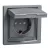 Schneider Electric Asfora EPH3100362 vízmentes földelt csatlakozóaljzat (dugalj), gyermekvédelemmel, csapófedéllel, 2P+F, acél burkolattal, kerettel, IP44, süllyesztett, 16A 250V ( EPH3100362 ).