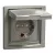 Schneider Electric Asfora EPH3100369 vízmentes földelt csatlakozóaljzat (dugalj), gyermekvédelemmel, csapófedéllel, 2P+F, bronz burkolattal, kerettel, IP44, süllyesztett, 16A 250V ( EPH3100369 ).