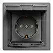 Schneider Electric Asfora EPH3100371 vízmentes földelt csatlakozóaljzat (dugalj), gyermekvédelemmel, csapófedéllel, 2P+F, antracit burkolattal, kerettel, IP44, süllyesztett, 16A 250V ( EPH3100371 ).