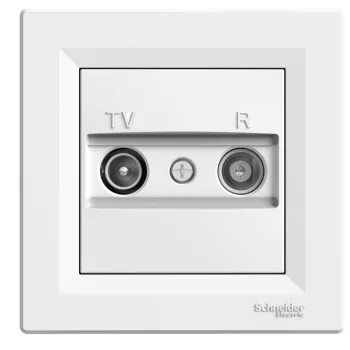  Schneider Electric Asfora EPH3300221 átmenő TV-Rádió csatlakozóaljzat 4 dB, fehér burkolattal, kerettel, süllyesztett ( EPH3300221 ).